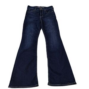 American Eagle Women High Rise Artist Flare Dark Wash Stretch Size 10 Blue